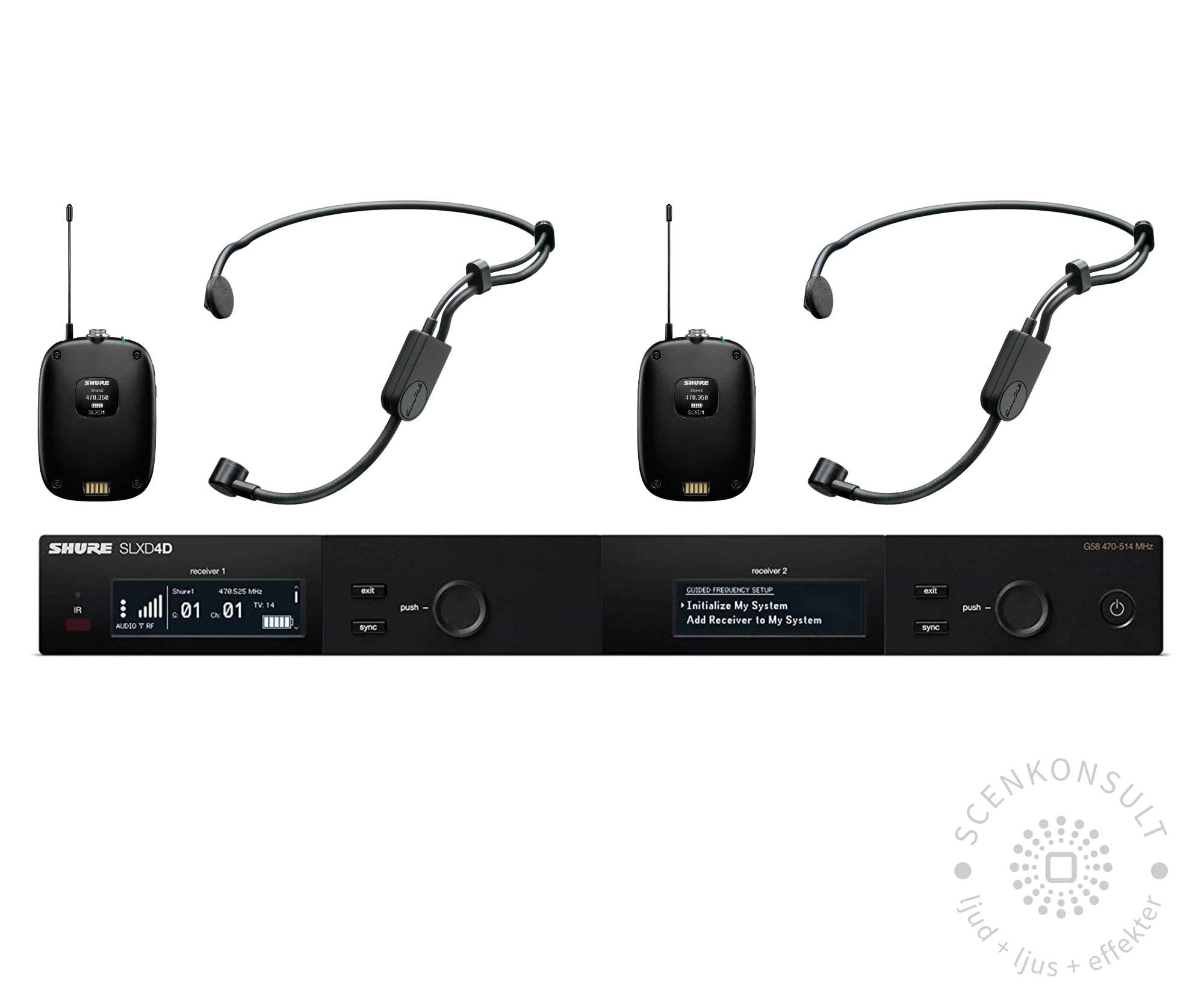 Shure SLXD – trådlöst system, 2 headset