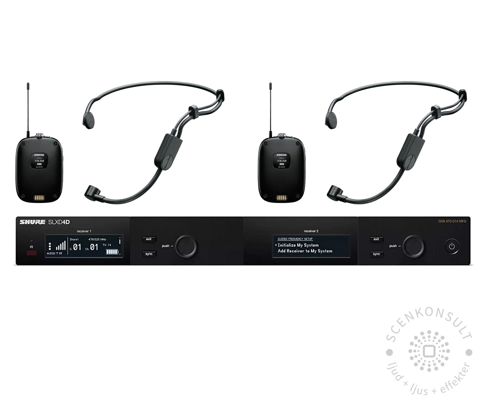 Shure SLXD – trådlöst system, 2 headset