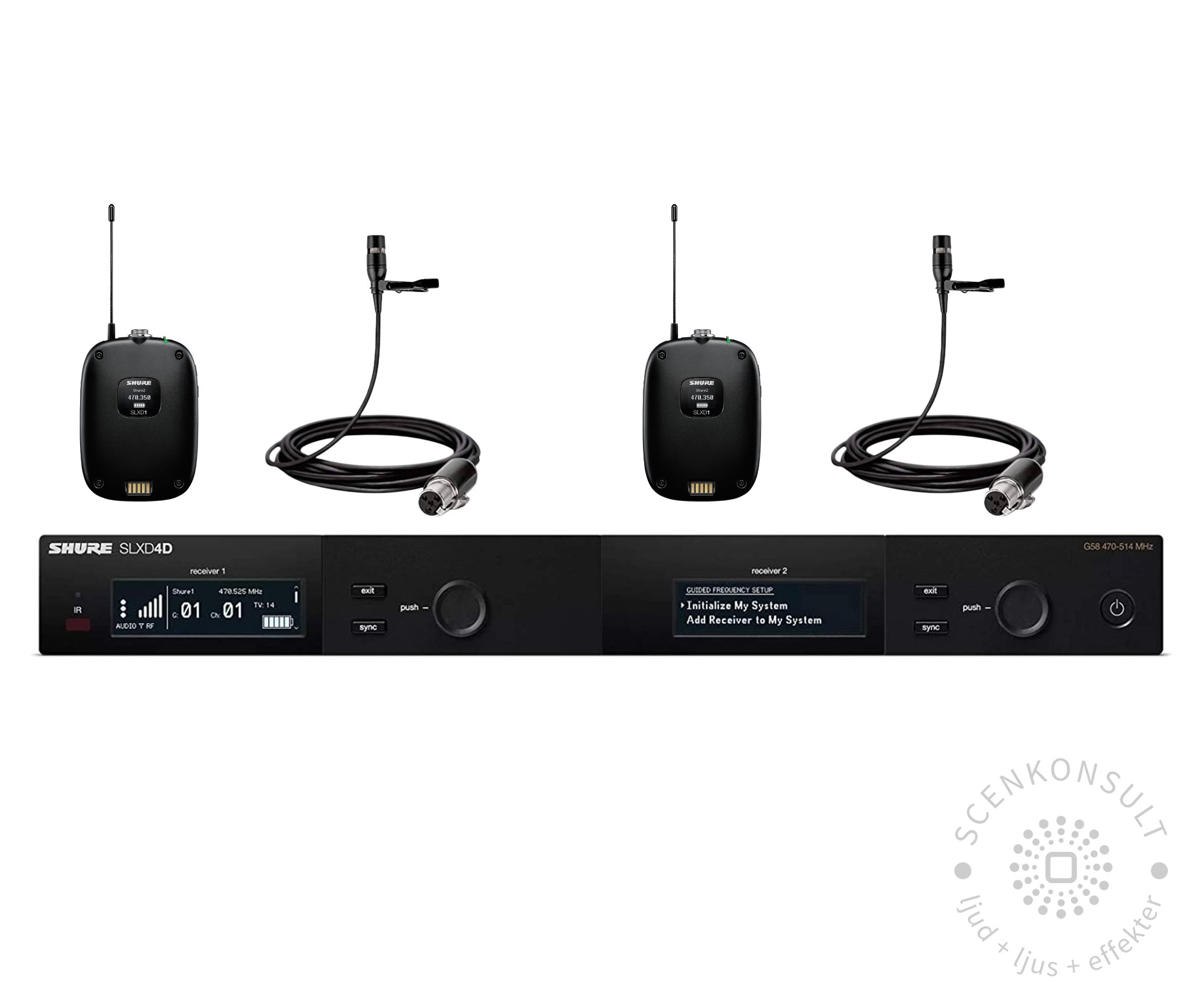 Shure SLXD – trådlöst system, 2 myggmikrofon