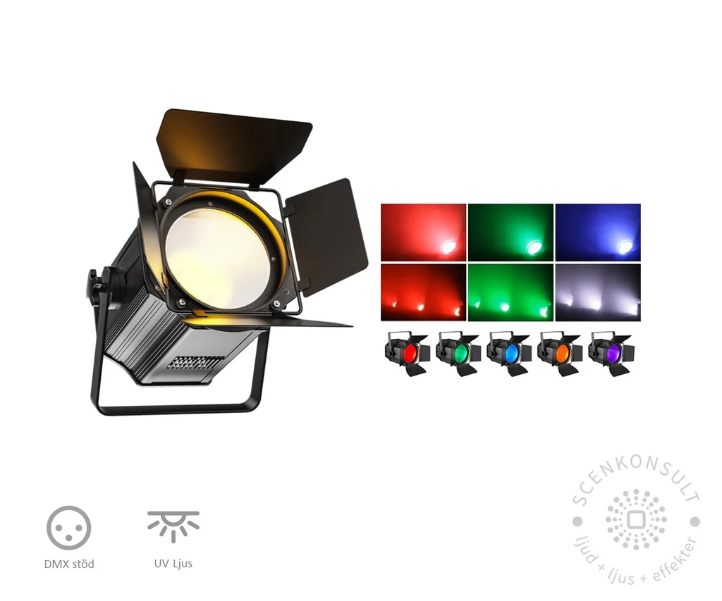 Kompakt Fresnel 200W COB RGBW+UV